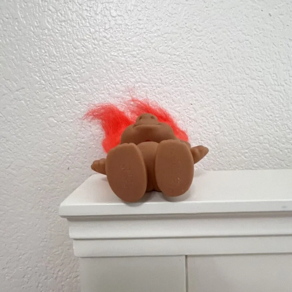 Vintage Ace Novelty Treasure Troll Doll Orange Hair Circle Wishstone 7